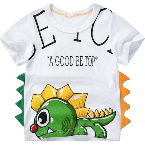Bambino 2021 White Summer Tee for Boys 2-7 Years Dinosaur T Shirt of Children Top Clothes of School Kids 100% Cotton Clothing