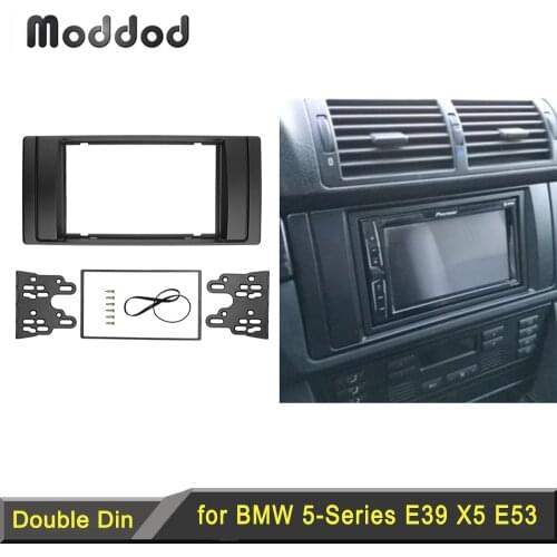 Double Din Radio Fascia for BMW Series 5 E53 E39 CD DVD GPS Stereo Panel Dash Mount Trim Kit Interface Bezel Frame