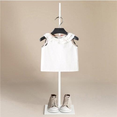 Summer Princess stripe Girls Tshirt Kawaii white Fashion Girl Top Cartoon Casual Girl T Shirts Children Round Neck sleeveless