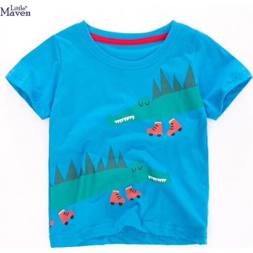 Little maven children 2021 summer new baby boy tee tops kids summer 2-7 years clothes crocodile print brand cotton t shirt QW070