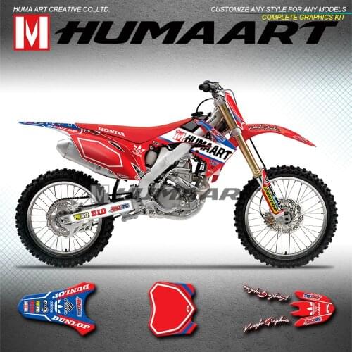 HUMAART Motocross Graphics Vinyl Decals Personalised Stickers Kit for CRF 250 R CRF250R 2010 2011 2012 2013, Red and Blue
