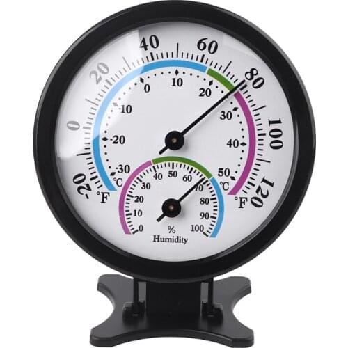M4YD No Battery Required Round Hygrometer Temperature & Humidity Monitor Weather 3" Thermometer Hygrometer Indoor Black