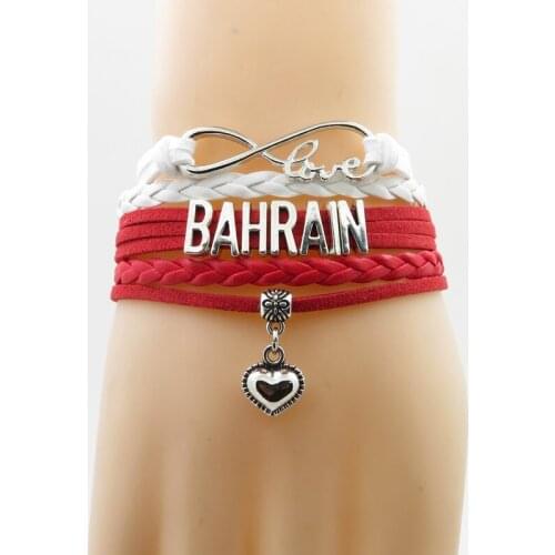 Love BAHRAIN Bracelet heart Charm bahrain country leather bracelets & bangle for woman and man jewelry GIFT
