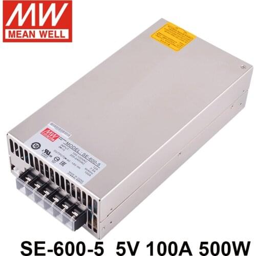 Mean Well SE-600-5 110/220V AC TO DC 5V 100A 500W Single Output Switching Power Supply Buit-in DC Fan Meanwell Driver