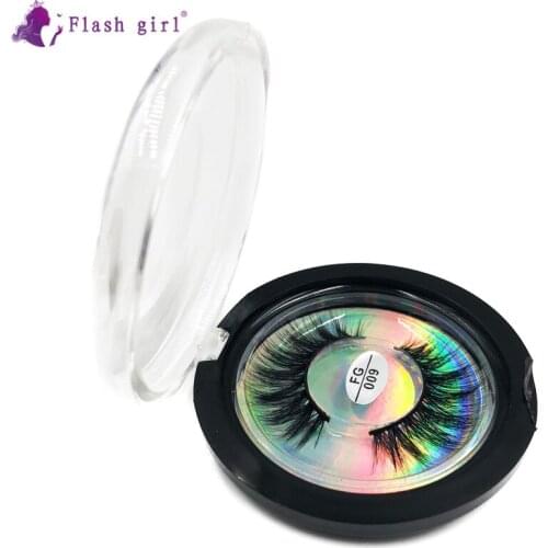 Flash Girl Good Quality FG009 3D Faux Mink Lashes Handmade Reusable False Eyelashes Thick Makeup Extension Fake Eyelash