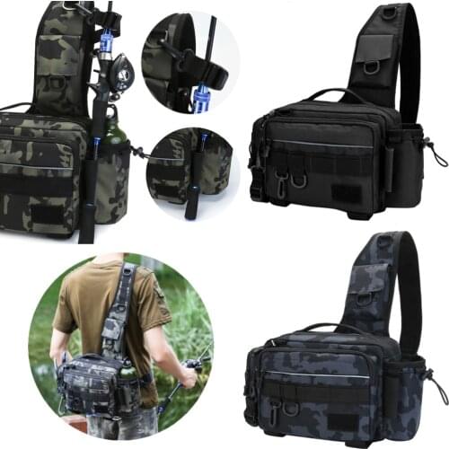 1Pcs Multifunctional Fishing Tackle Bags Single Shoulder Crossbody Bag 5.9L Large Capacity Fish Lures Gear Waist Pack