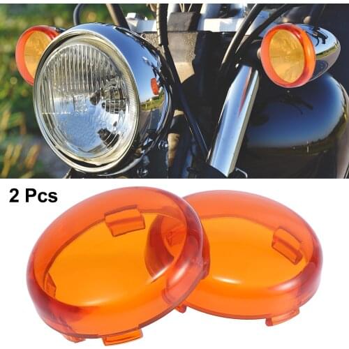 Motoforti 2pcs 59mm OD Yellow Front Rear LED Turn Signals Covers Light Lens Cover for Harley-Davidson XL883 1200 X48