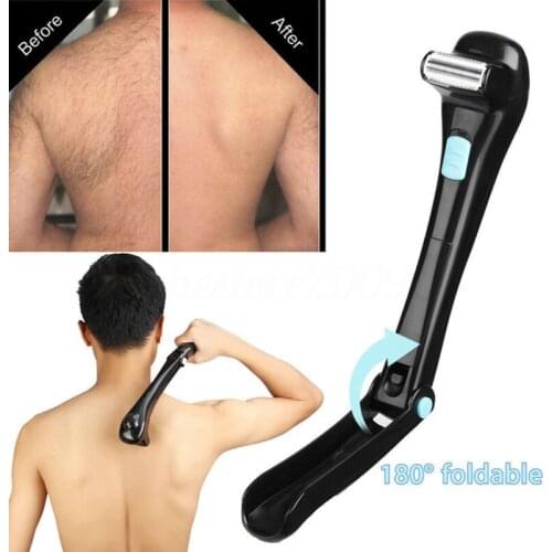 Men Shaving 180 Degrees Foldable Electric Back Hair Shaver Battery Manual Long Handle Hair Remover