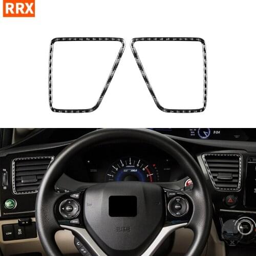 For Honda Civic 9 Coupe Sedan 2013-2015 Carbon Fiber Stickers Dashboard Panel Central Air Outlet Frame Car Styling Accessories