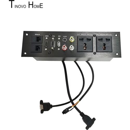 Wall decoration socket/universal plug adapter/HDMI video audio VGA multimedia outlet box /3.5 audio USB RJ45 network interface