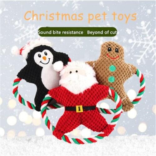 Pet Plush Toy Dog Vocal Cartoon Cotton Rope Christmas Toy Molar Bite Venting Toy Professional Fashion Portable