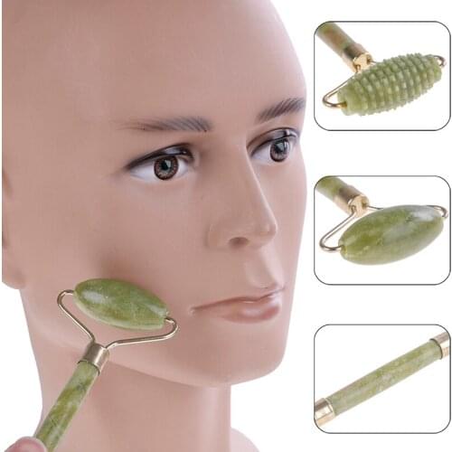 Natural Jade Stone Face Massager Rollers Spa Head Neck Body Facial Tools