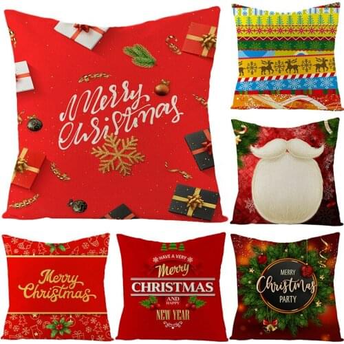 Christmas cushion cover 45*45 Pillowcase sofa cushions Pillow cases Cotton Linen Red plaid pillow covers Home Decor