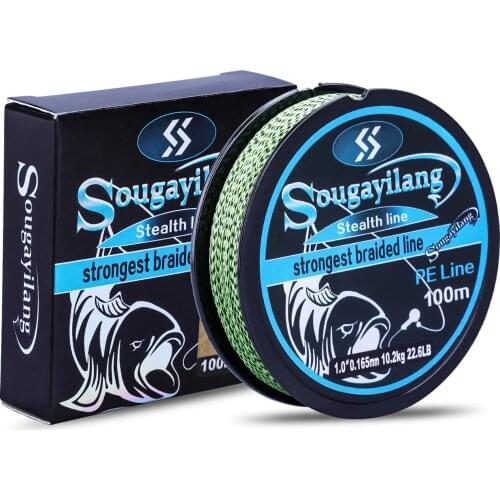 Sougayilang Mini 100M 4 Strands Pe Fishing Line Braided Mix Color Spot Line 15.5-65.3LB Smooth Durable Fishing Ice Sea Cord