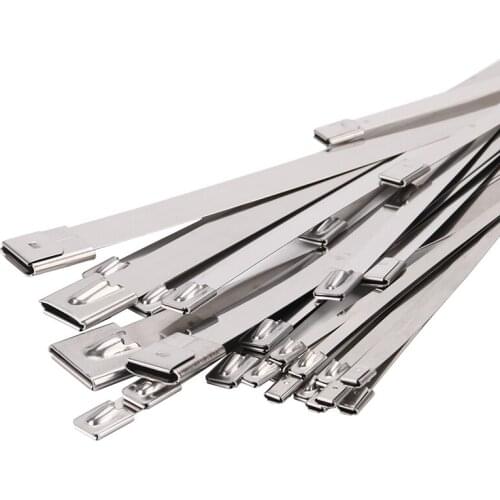 Self Locking Stainless 100PCS Cable Ties Wire 11.5*100-500mm Steel Cable Tie Self-locking Wrap Exhaust Heat Straps Induction