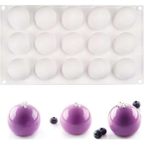 Silicone Molds 15 Holes 3D Ball Truffle Chocolates Mold For Baking Cake Decorating Tools Mousse Ice Cream Pudding Mould