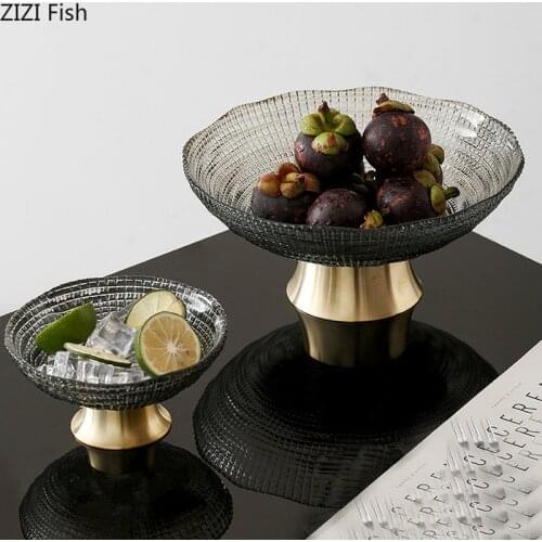 Modern Luxury Fruit Plate Living Room Coffee Table Home Decoration Creative Tray Crafts Snack Glass Fruit Tray Home Decoration