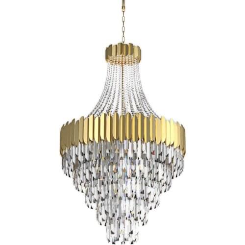 Modern Nordic Crystal Pendant Lights Light Luxury Villa Hotel Living Room Double Staircase Metal Hanging Lamp E14 LED Lamp