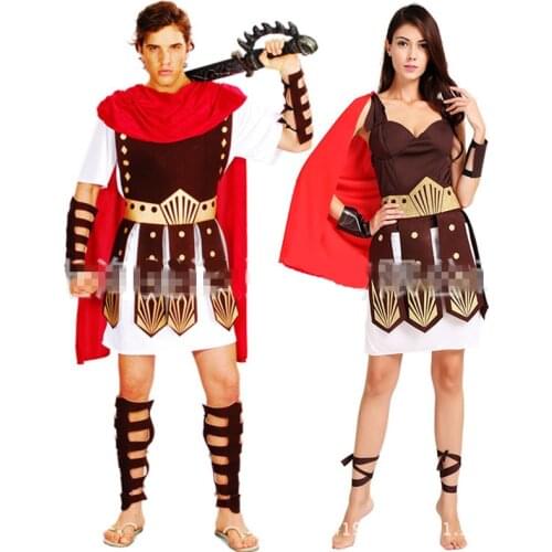 Ancient Roman Warrior Gladiator Costumes Masquerade Party Women Men Knight Julius Caesar Halloween Adult Cosplay Couple Cotume