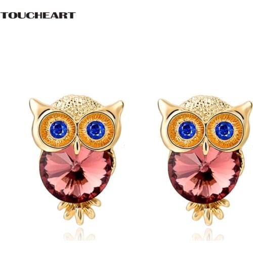 TOUCHEART New Brand Crystal Owl Earrings For Women Vintage Gold Color Earrings Designs Fashion Jewelry Animal Earrings Ser150084