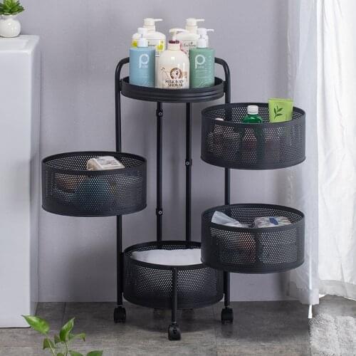 Rotating vegetable rack kitchen floor multi-layer shelf household circular basket cylindrical storage rack