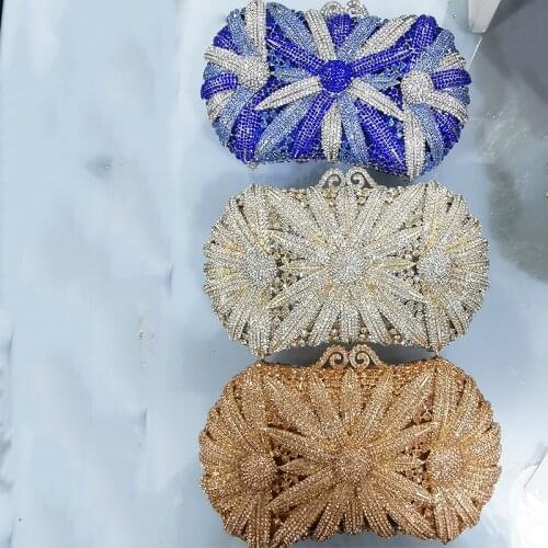 High Quality White/Champagne 3 Colors Crystal Clutch Purse Rhinestone Diamond Women’s Party Prom Handbags Mini Shoulder Purse