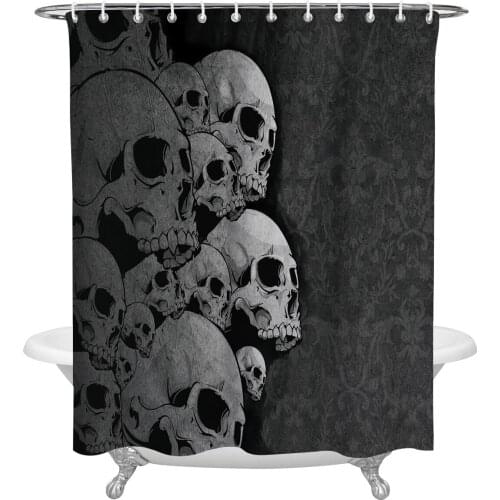 Skull Bathroom Shower Curtain Polyester Fabric Waterproof Shower Curtains with Hooks