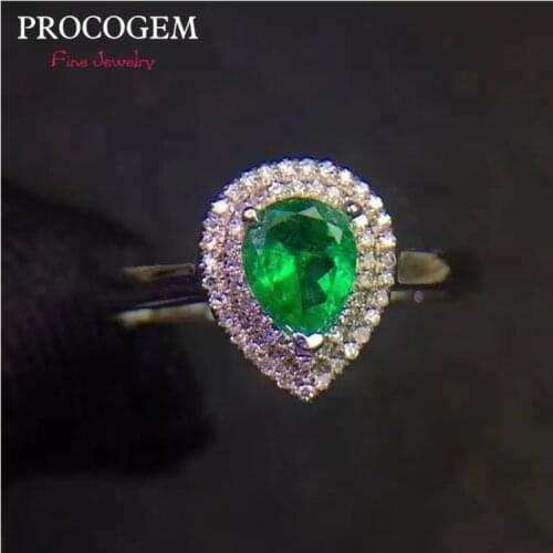Luxurious Heart Natural Emerald Rings for Women Anniversary Gifts 0.7Ct Genuine Green gems Fine jewelry 925 Solid Silver #591