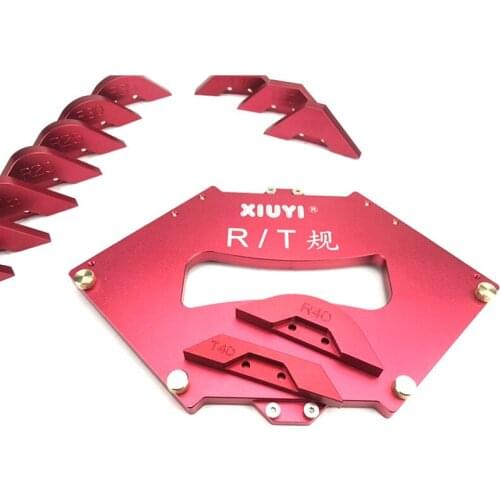 1Set Aluminium Alloy Shape Contour Gauge Angled Ruler T / R Gauge Trimming Machine Fillet Gauge Carpenter Woodworking Tools