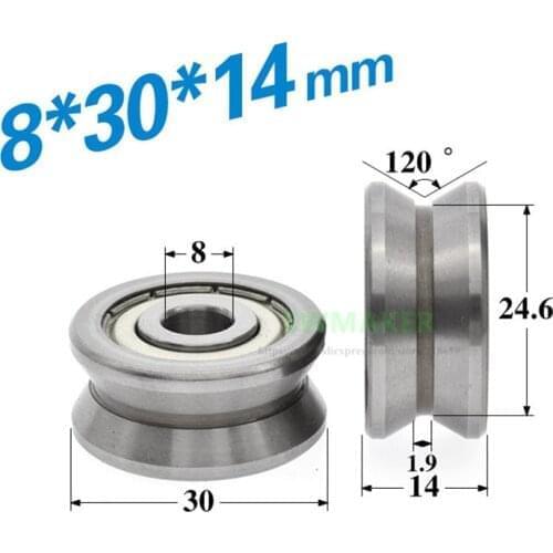 1pcs 8*30*14mm LV20/8 bearing pulley, non-standard V groove all metal wheel/guide wheel/guide rail wire rope crane