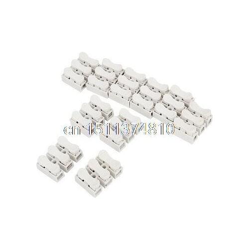 AC 380V 10A 3P Screwless Type Press Terminal Blocks White 10 Pcs