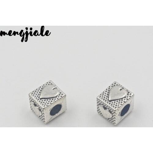 12pcs/lot Antique Silver love big hole bead zinc alloy Pendant charm Handmade bracelet necklace keychain Jewelry Europe Hole 4mm