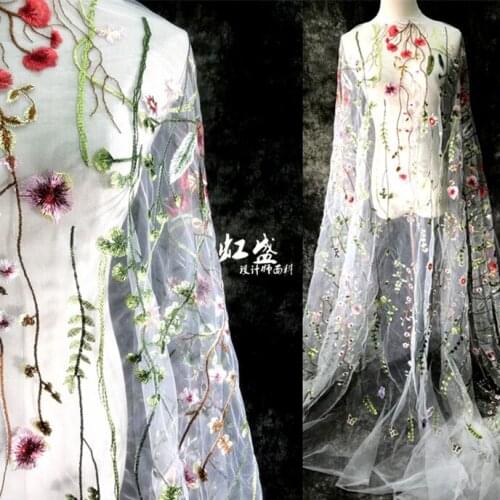 145*100CM Black white lady girl Dress Applique DIY Bridal Headdress scarf veil Embroidered Lace Fabric Patch curtain table cover