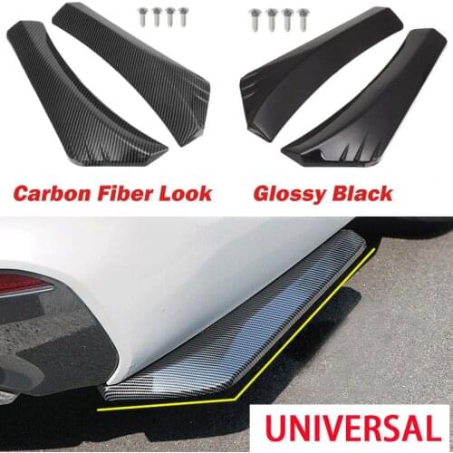 2PCS Car Rear Bumper Lip Diffuser Splitter Carbon Fiber Angle Spoiler Protector Side Skirt For BMW Canards Diffuser For Benz