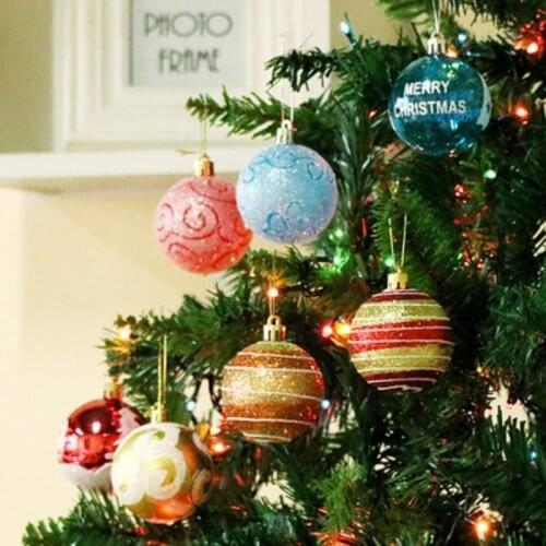 24Pcs/pack Color Painted Christmas Ball Plastic Material Christmas Family Party Wedding Party Garden Decoration Set Pendant
