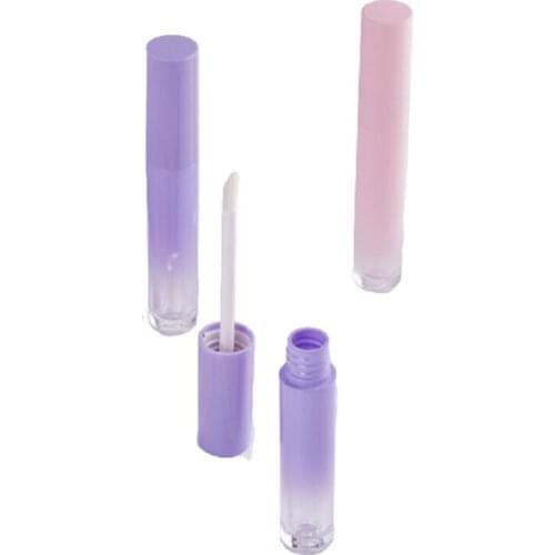 4ml Round Lip Gloss Empty Tube Gradient Shiny Purple Frost Pink Cosmetic Container Plastic Packaging Refillable Bottle 30/50pcs
