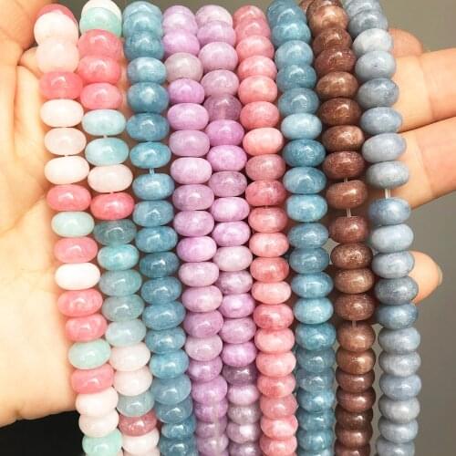 5*8mm Natural Morganite Aquamarins Angelite Stone Round Rondelle Beads For Jewelry Making DIY Bracelet Charms Accessories 15