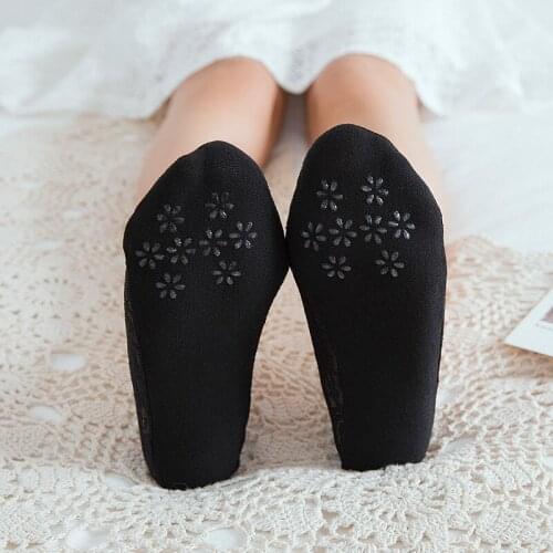 5 Pairs/lot Summer Lace Boat Socks Female Solid Color Cotton Short Socks Non-Slip Shallow Mouth Low Cut Invisible