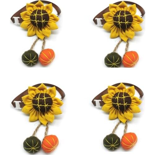 50/100pcs Thanksgiving Pet Products Pet Dog Bow Ties Sunflower Pumpkin Bowties Collar Small Dog Holiday Grooming Supplies