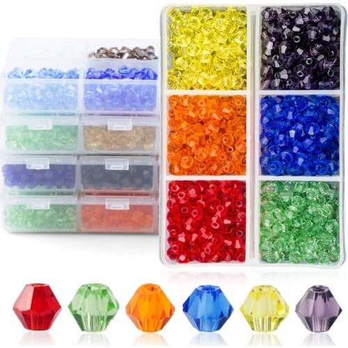 600pcs/Box 4mm Glass Beads Plated Colorful Bicone Beads Sewing Craft DIY Clothing beads For Embroidery Garment Accessories