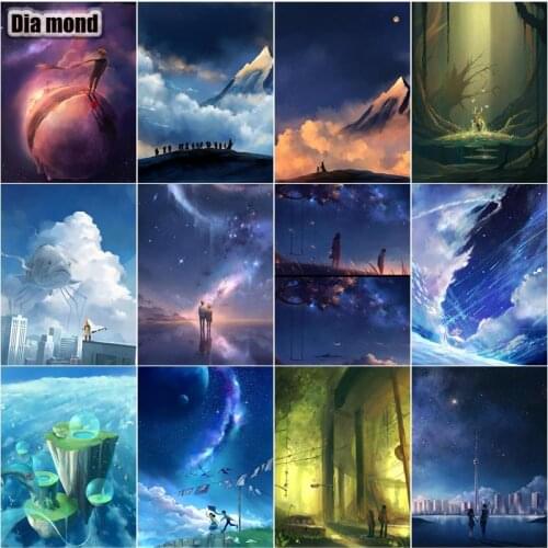 5D DIY Full Square Drill Diamond Painting Starry Sky Cross Stitch Mosaic Clouds Sky Landscape Diamond Embroidery Home Decoration
