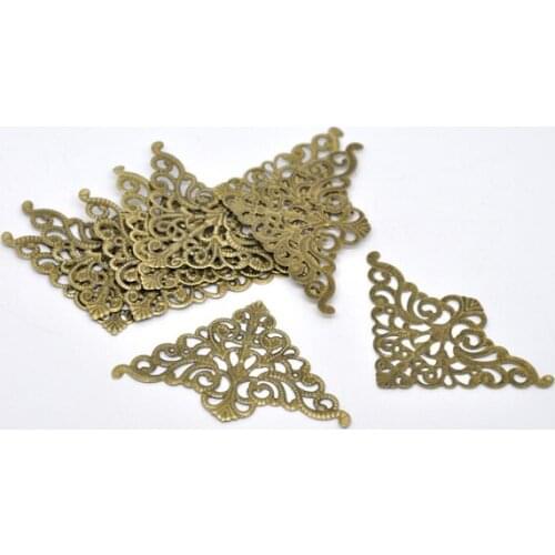 Free shipping-30Pcs Bronze Tone Filigree Wraps Connectors Jewelry Findings DIY Connectors 4.8x7.5cm J0529