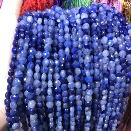 Natural Stone Blue Aventurine Beaded Faceted Round shape Loose Spacer Beads For Jewelry Making DIY Necklace Bracelet Accessories