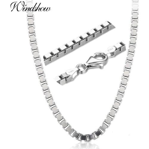 45cm-60cm 2.8mm Real 925 Sterling Silver Box Chain Long Necklace Women Men Jewelry 18"-24" Wholesale Kolye Collares Hiphop Boho