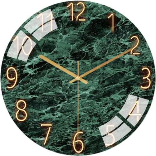 Large Glass Wall Clock Modern Marble Living Room Silent Wall Watches Home Decor Kitchen Clock Bedroom Duvar Saati Gift FZ994