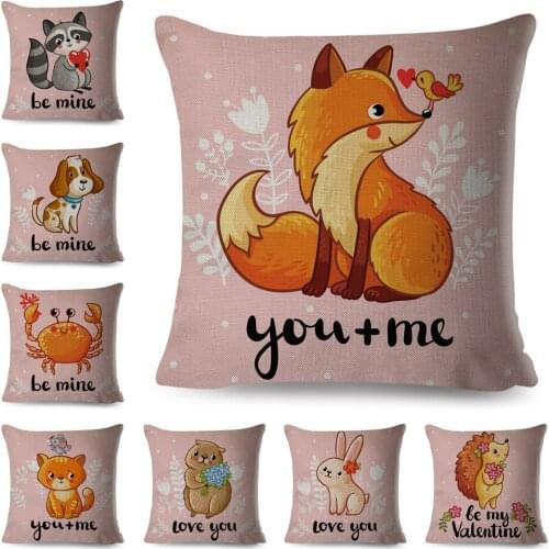 Lovely Cartoon Animal Fox Dog Cushion Cover for Children Room Sofa Cute Rabbit Cat Pillowcase Polyester Pillow Case 45x45cm
