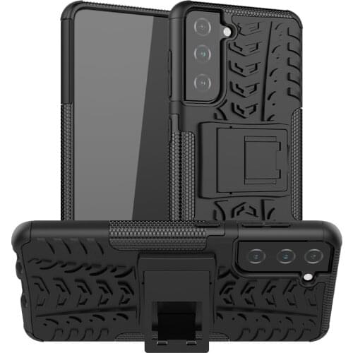 For Samsung Galaxy S21 Ultra S21 Plus Heavy Duty Armor Stand Shockproof Case Soft TPU Silicone Hard PC Back Cover Coque Fundas