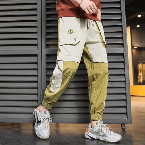 2020 New Men Joggers Pants Mens Big Pockets Cargo Pants Male Spring Streetwear Overalls Sweatpants ABZ661