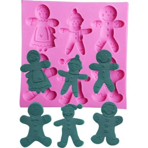 Christmas Gingerbread Snowman Fondant Mold Silicone Cake Mould Chocolate Decorating Tools Kitchen Accessories