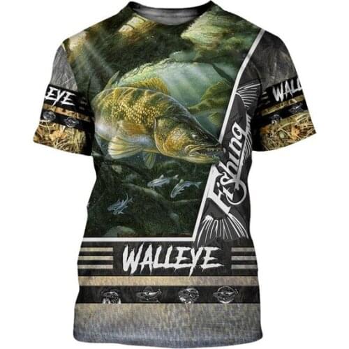 Best Seller Summer Fashion Men T Shirts Fish and Deer Hunter 3D Printed Harajuku Short Sleeve T Shirts Unisex Casual Tops